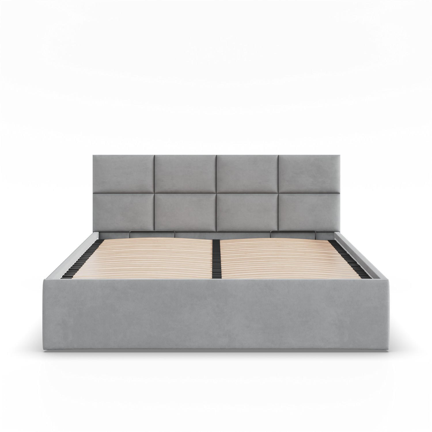 POLSTERBETT MIT KOPFTEIL 140x200 mit Bettkasten BORGO, Grau - Grau, Textil (140/200cm) - Mebligo