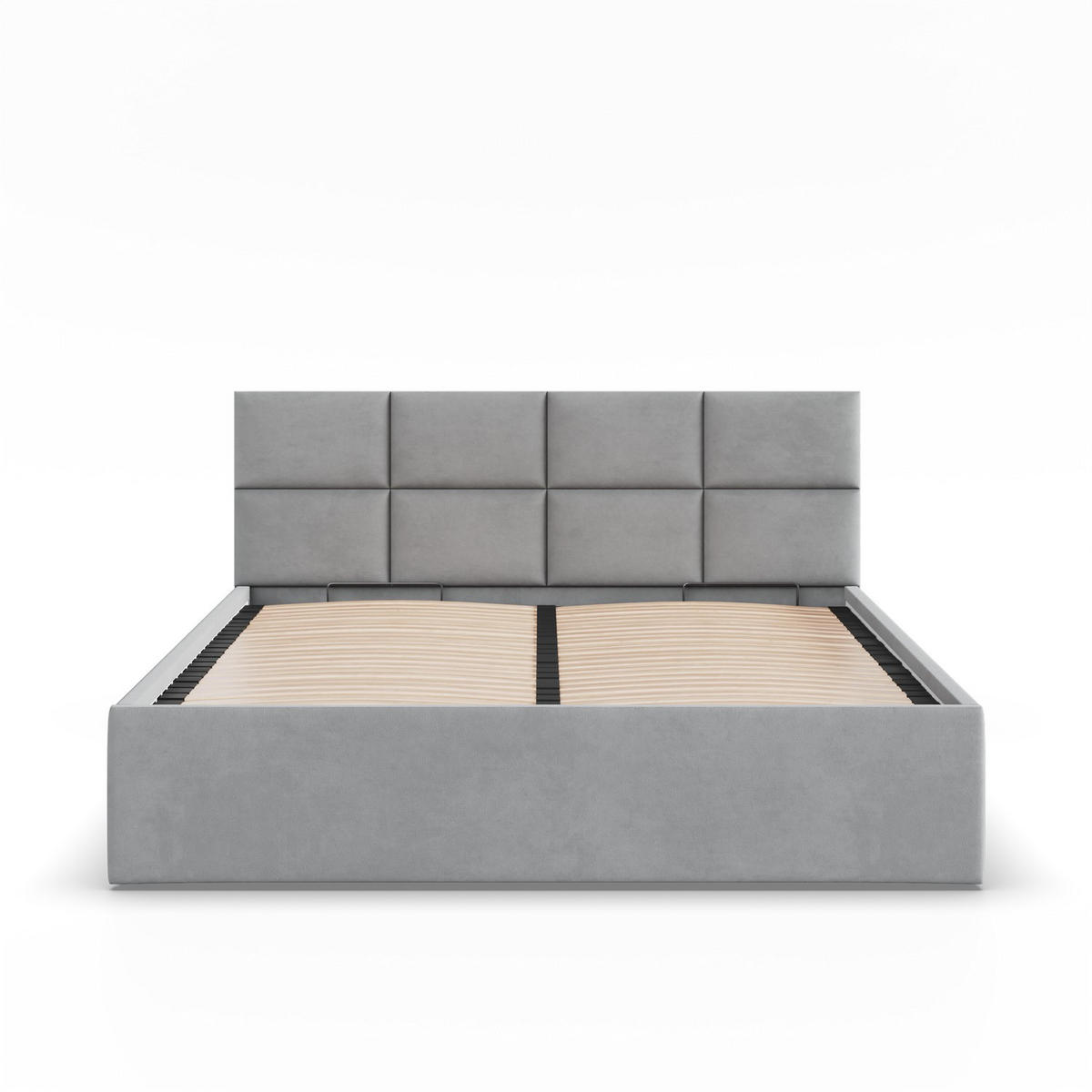 POLSTERBETT MIT KOPFTEIL 140x200 mit Bettkasten BORGO, Grau - Grau, Textil (140/200cm) - Mebligo