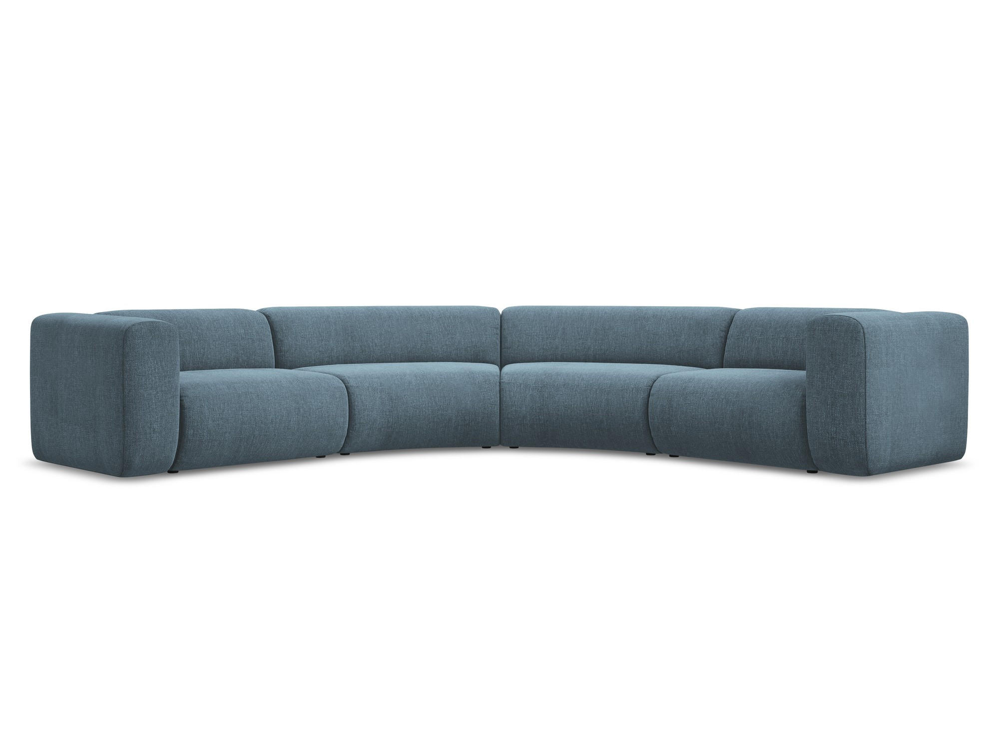 ECKSOFA Chenille Stoff Blau - Blau/Blaugrau, Kunststoff/Textil (318/318cm) - Makamii