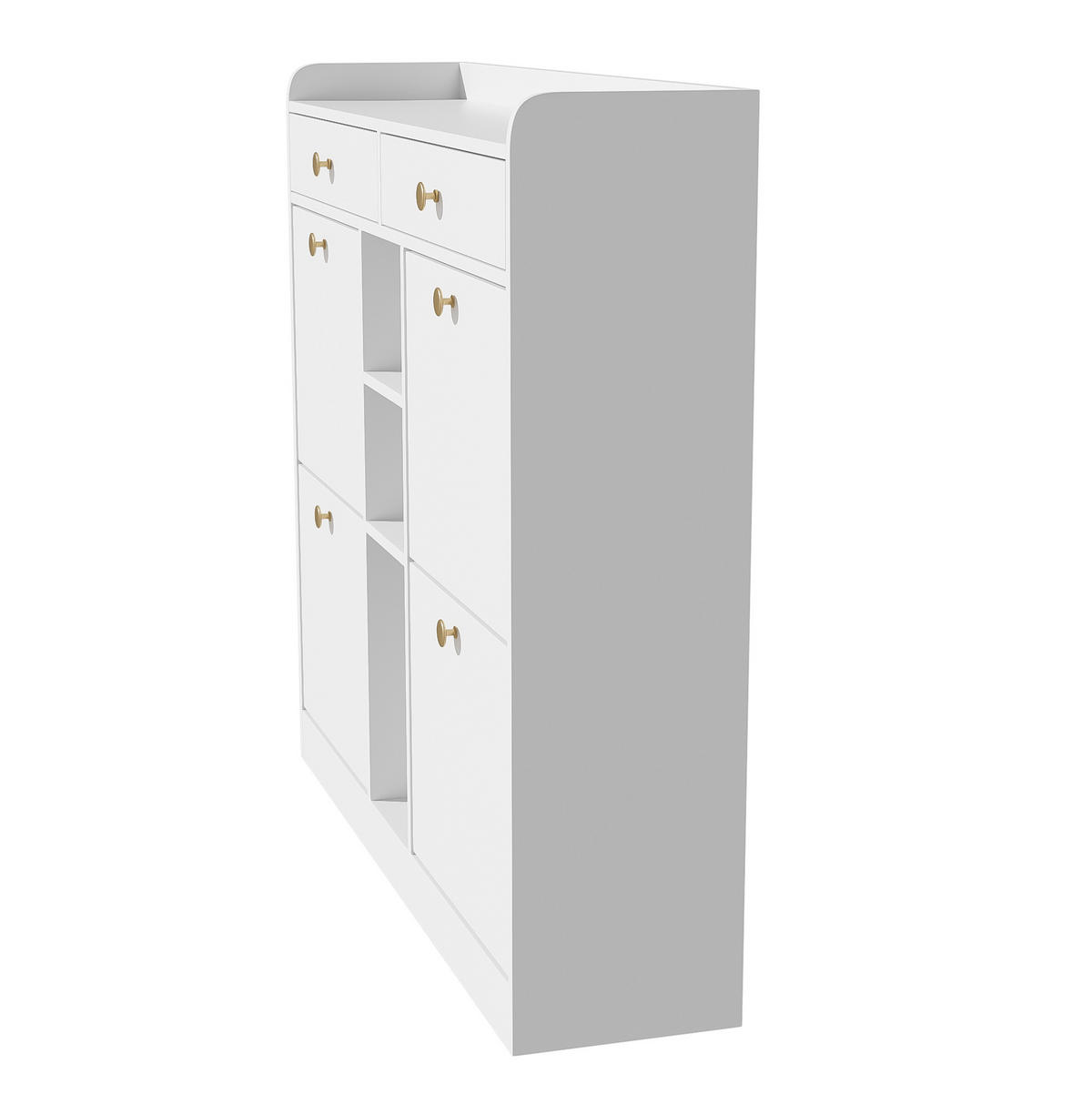 SCHUHSCHRANK aus Spanplatte 110x26x100cm in Weiß mit 4 Klapptüren - Weiß, Holzwerkstoff (110/100/26cm) - Modfu