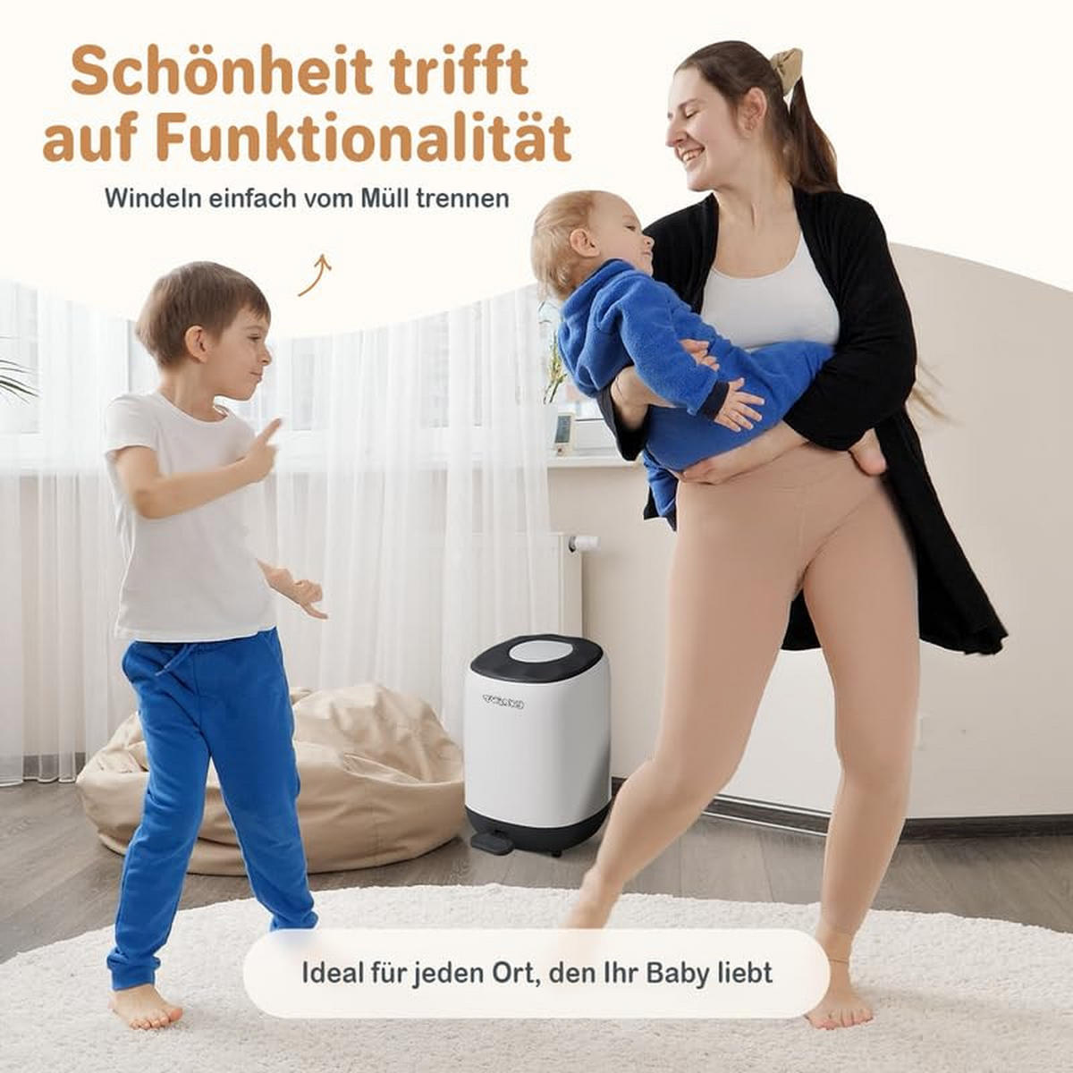 WINDELEIMER Geruchsdicht ohne Kassette weiß und schwarz - Schwarz/Weiß, Kunststoff (24/41/20cm) - Twinky