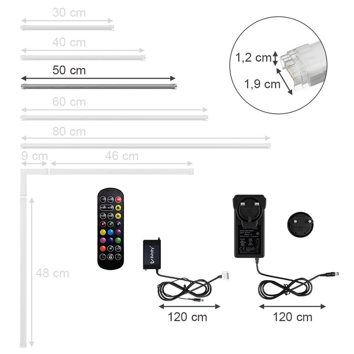 LED PÁSEK Bílá - bílá, kov (1.5/50/1.5cm) - Vicco
