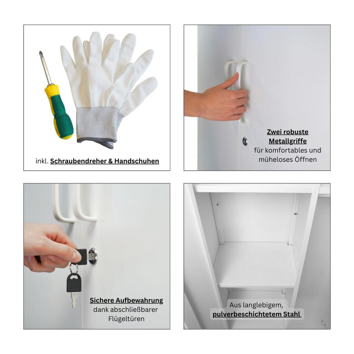 PUTZMITTELSCHRANK Rhino Metall 170x70x30cm Weiß - Schwarz/Weiß, Metall (70/170/30cm) - PROREGAL