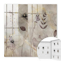 SCHLÜSSELBOX Weiß 30x30 cm – Türöffnung nach rechts - Zarte Flora - Grau, Metall (30/30/5cm) - TULUP