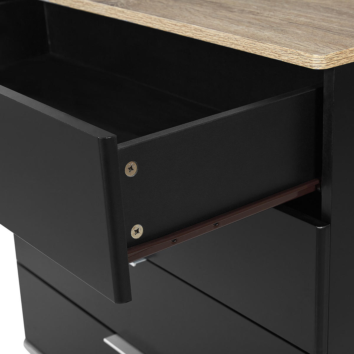 KOMMODE 4 Schubladen schwarz/heller Holzfarbton Walpi - Hellbraun/Schwarz, Holzwerkstoff (79/93/40cm) - Beliani