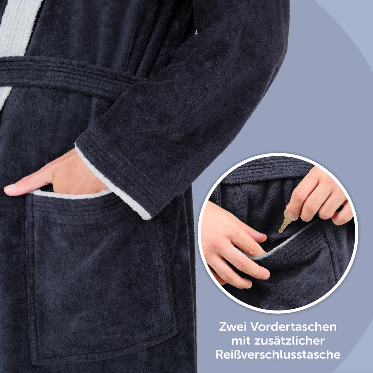 BADEMANTEL Cotton Ida: S, Dunkelblau - Dunkelblau, Textil (Snull) - Blumtal
