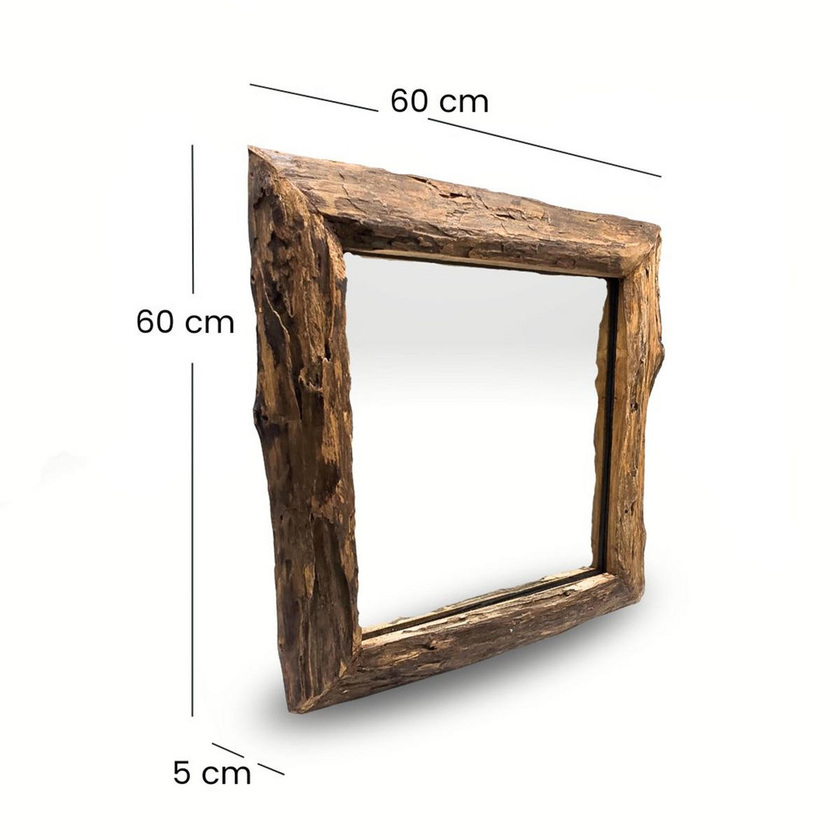 WANDSPIEGEL Hennes 60x60cm, Massivolz naturfarben - Naturfarben, Holz (60/60/5cm) - CREEDWOOD