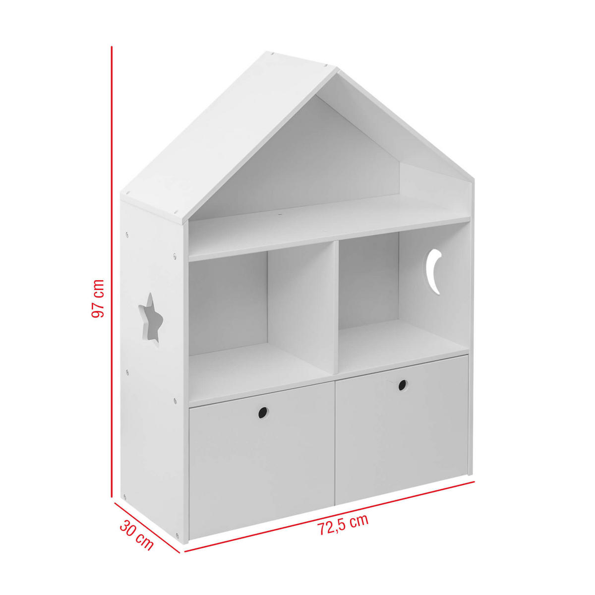 KINDERBUCHREGAL Weiß 30/73/97 cm - Weiß, Holzwerkstoff (30/97/73cm) - Mobili Rebecca