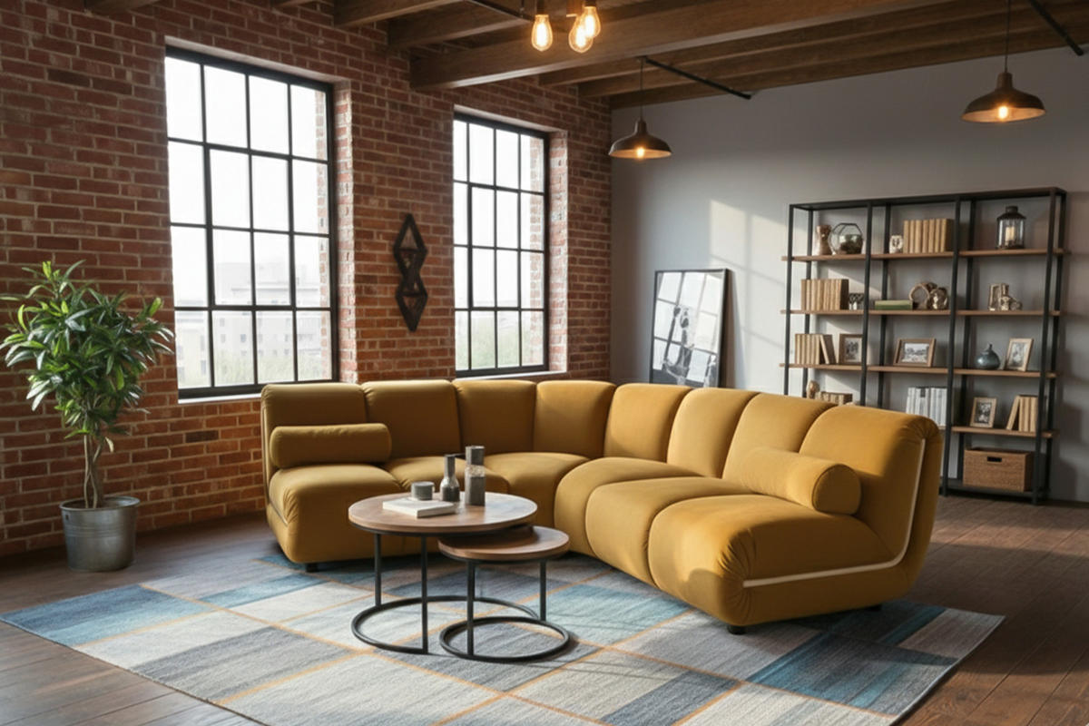 MODULSOFA LAYLA Gelb Velvet - Gelb/Schwarz, Buchenholz/Textil (213/213cm) - KAWOLA