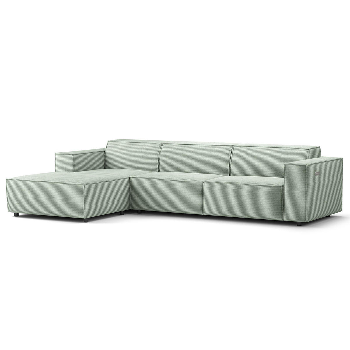 ECKSOFA mit Longchair - Schwarz/Mintgrün, Kunststoff/Textil (294/177cm) - home24