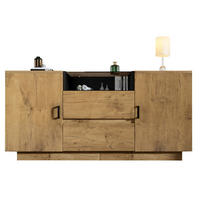 SIDEBOARD 140/70/40 cm Eiche aus Holz, Glas und Metall mit verstellbaren Einlegeböden - Eichefarben, Glas (40/70/140cm) - OKMYHOME