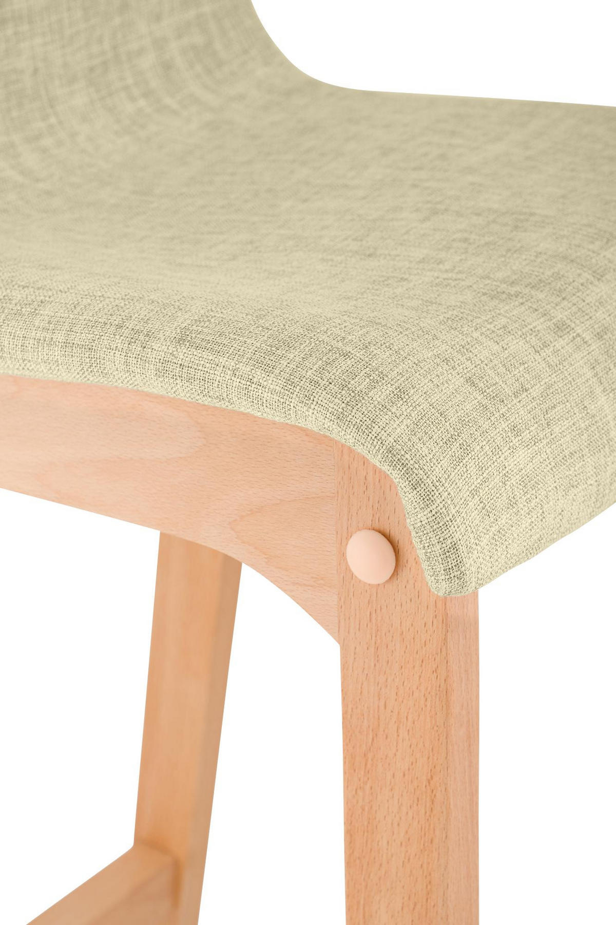 BARHOCKER 2er Set Stoff Creme - Eukalyptusholzfarben/Creme, Holz/Textil (41/102/46cm) - CLP