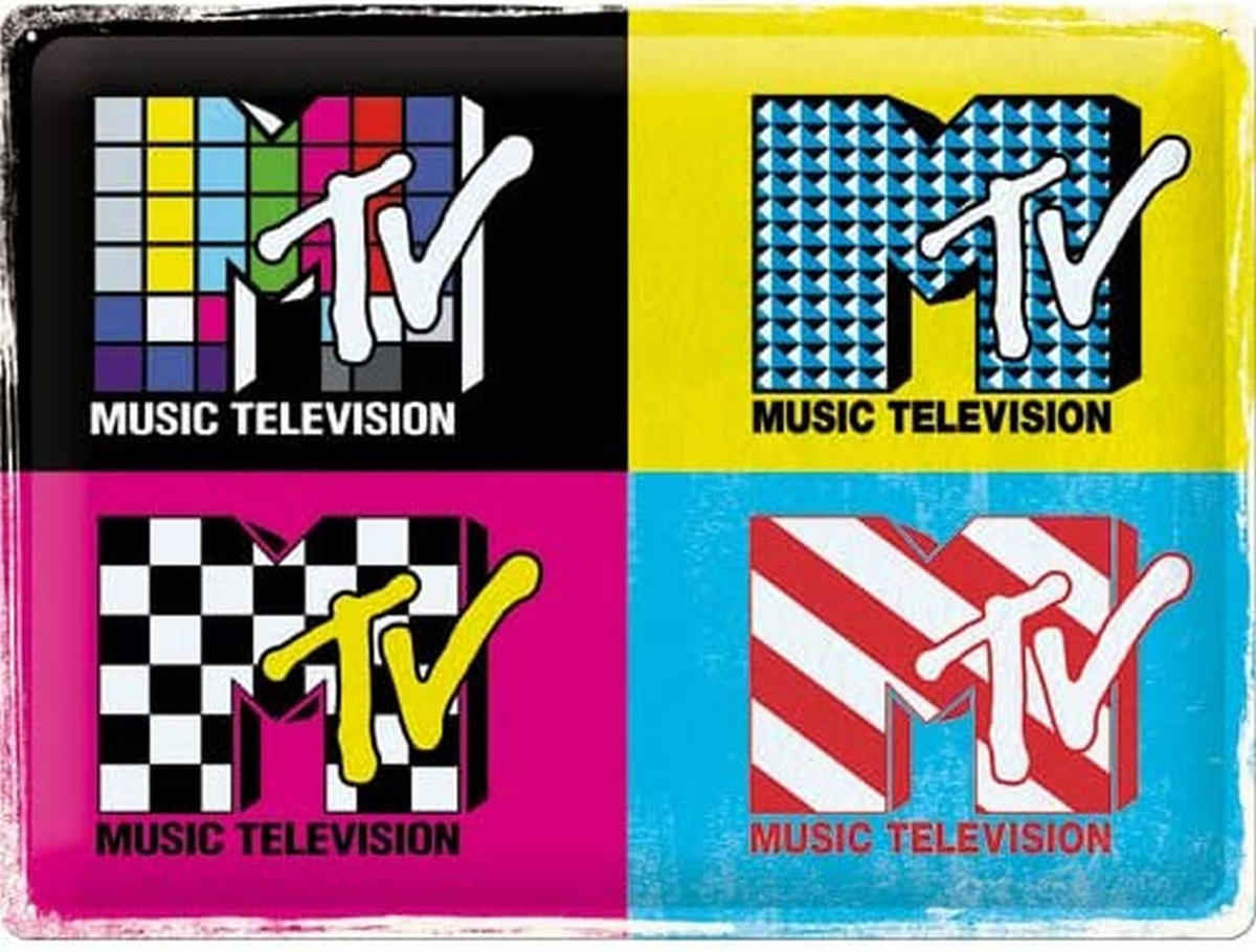 BLECHSCHILD 30/40 cm MTV Logo Pop Art - Multicolor, Metall (40/30/0.2cm) - Nostalgic-Art