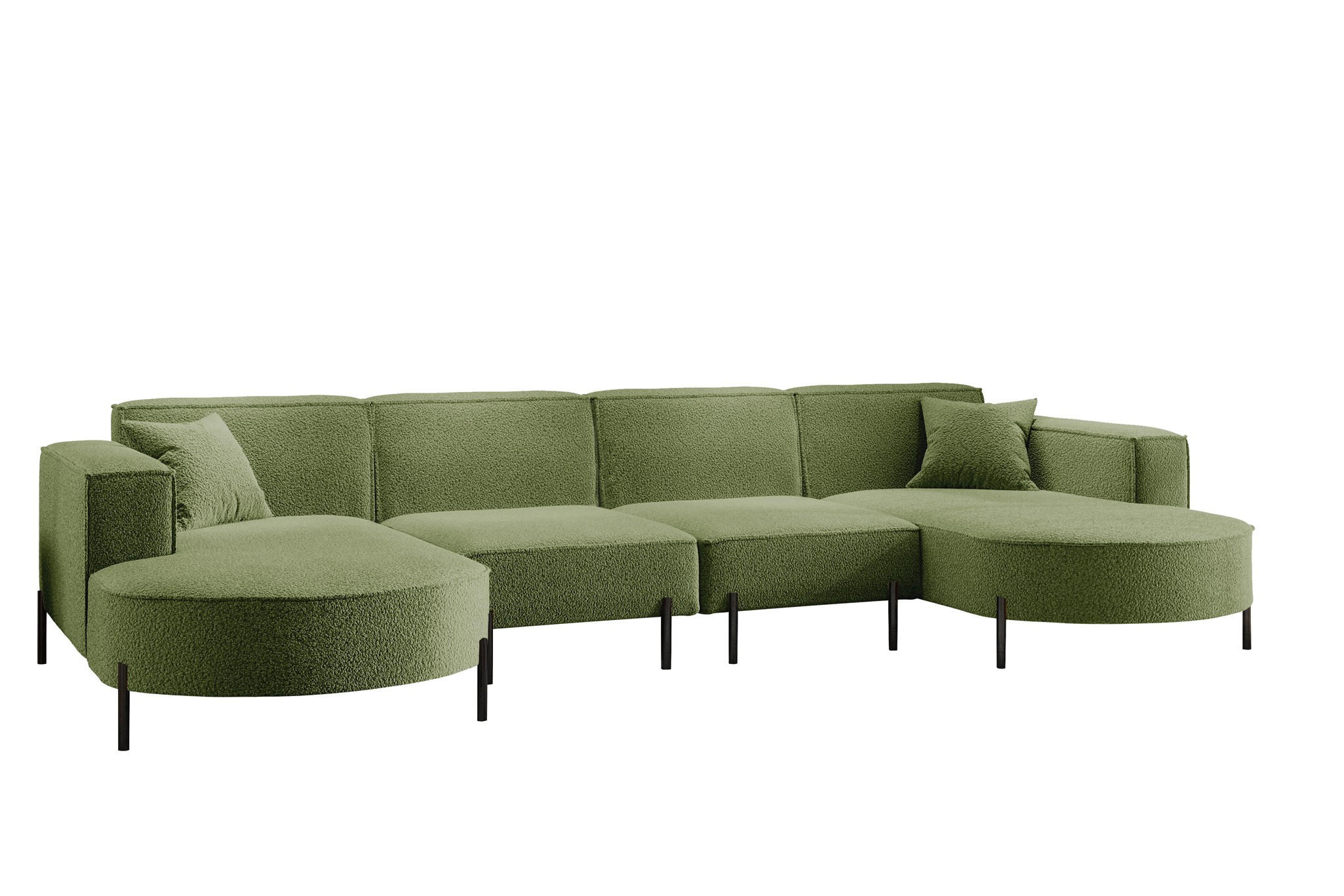 WOHNLANDSCHAFT Valencia Xl - Hellgrün, Holzwerkstoff/Textil (384/80/165cm) - Fun Möbel