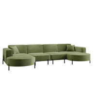 WOHNLANDSCHAFT Valencia Xl - Hellgrün, Holzwerkstoff/Textil (384/80/165cm) - Fun Möbel