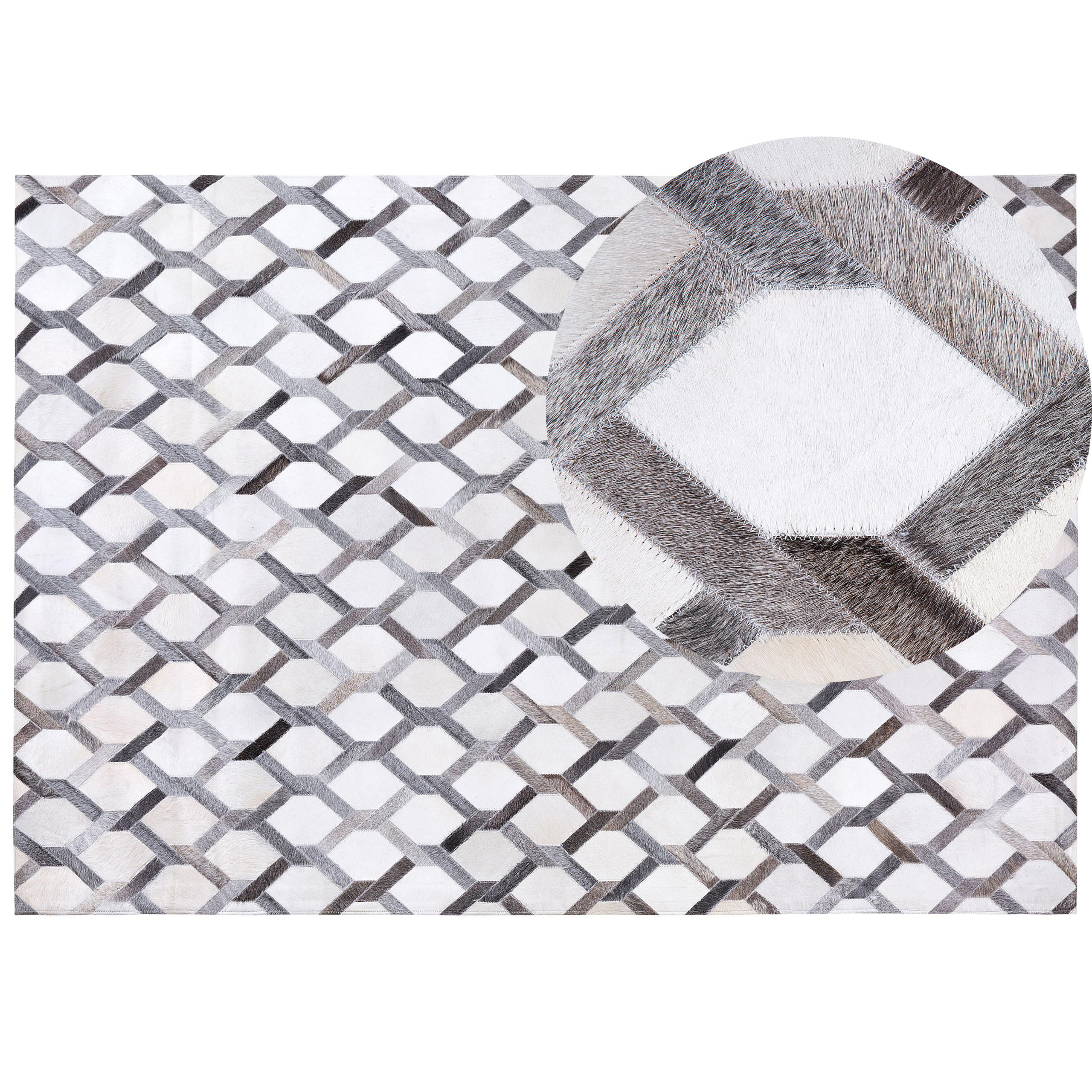KURZFLOR-TEPPICH Aydin 230/160 cm - Grau, Fell (160/230cm) - Beliani