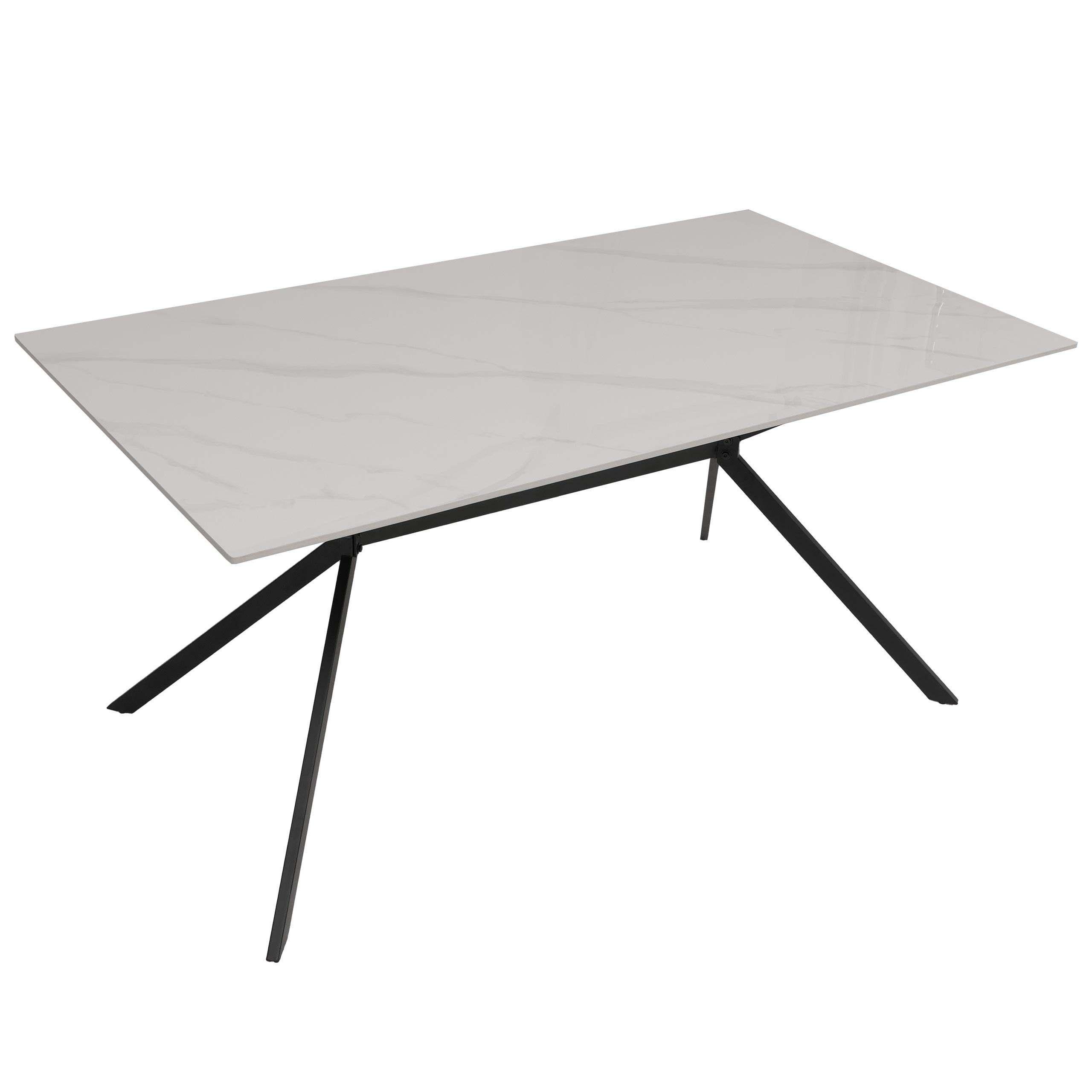 ESSZIMMERTISCH eckig Weiß - Weiß, Stein (90/160/76cm) - MCW