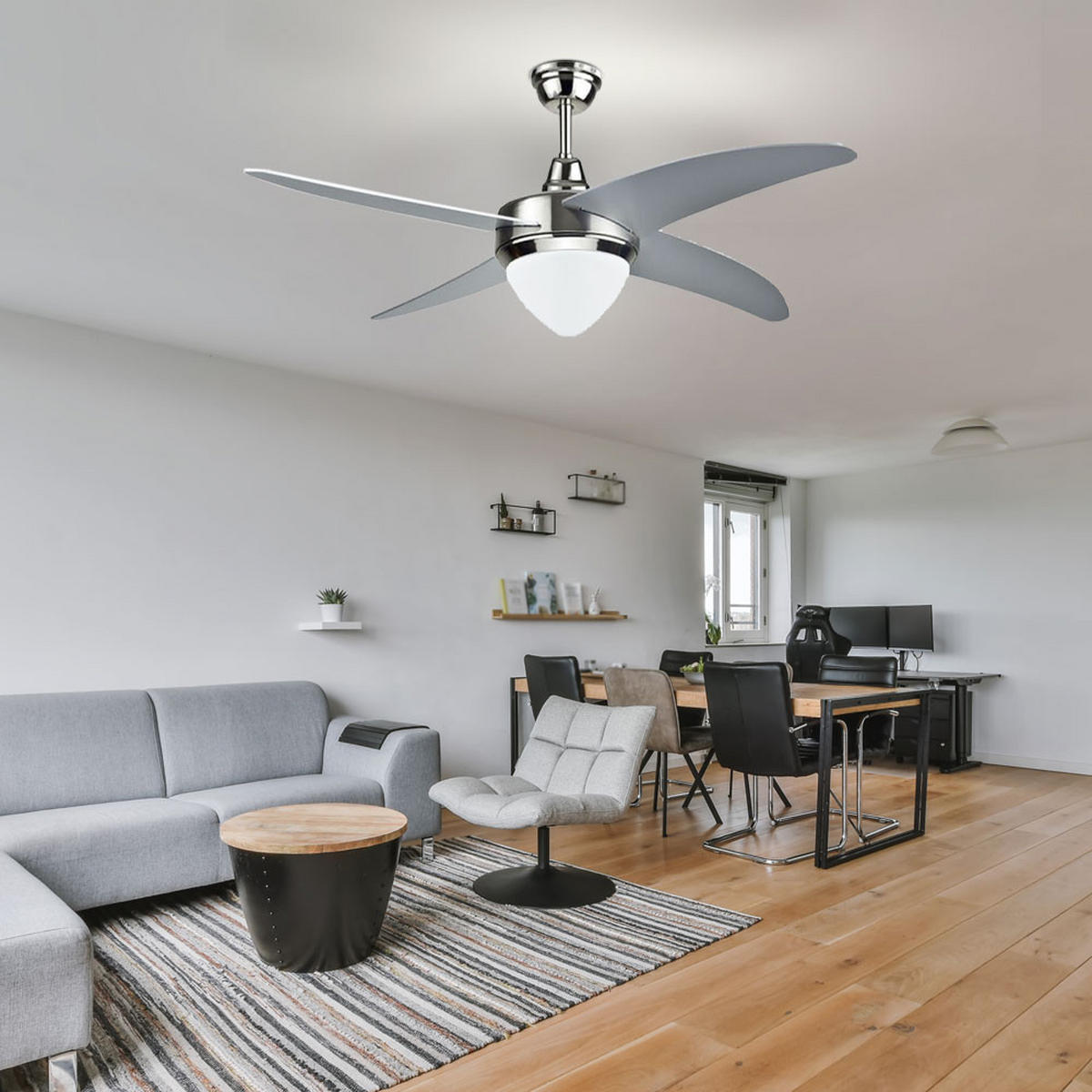 LED DECKENLEUCHTE Ventilator Silber - Silberfarben, Glas (106/106/39cm)