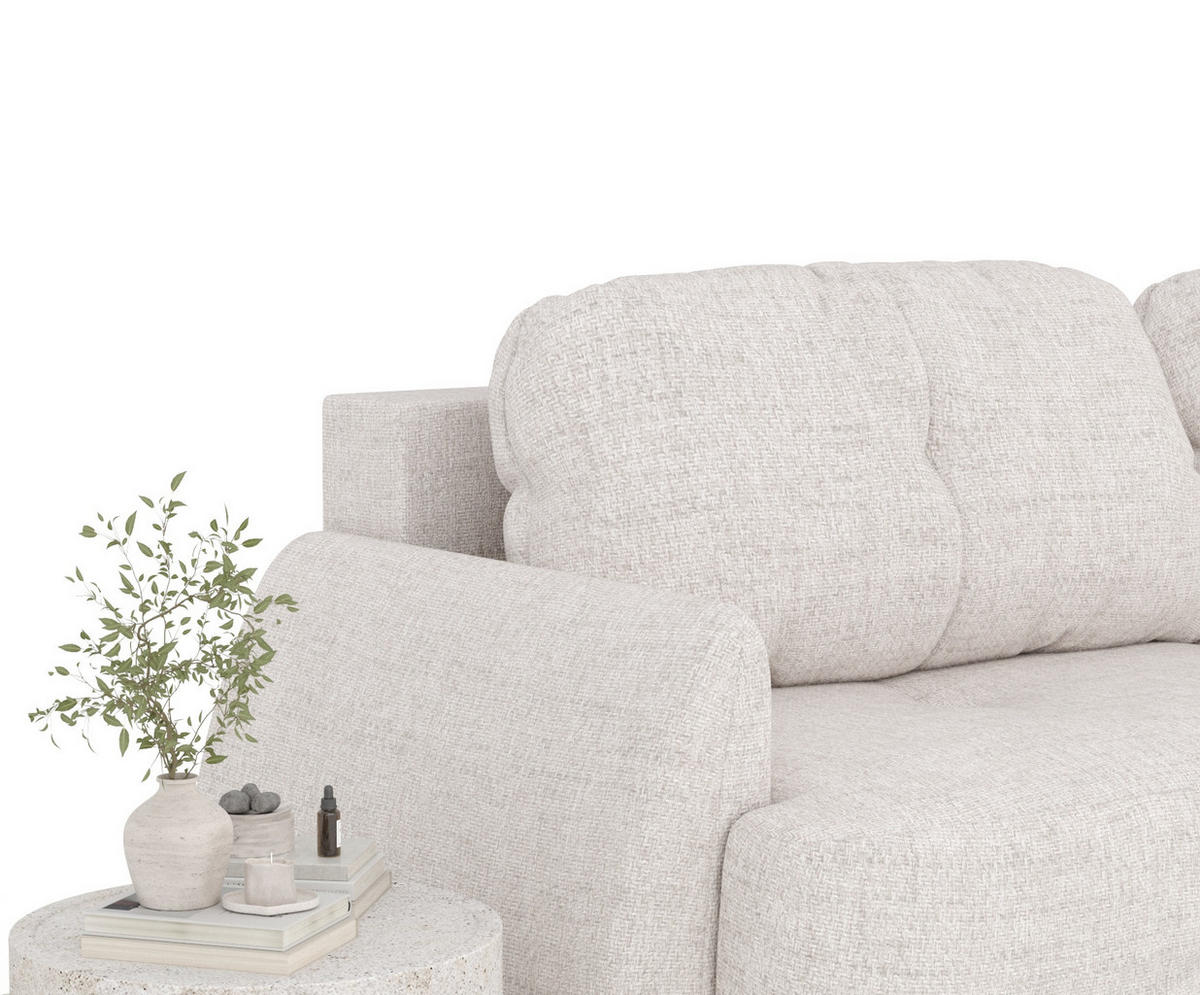 SCHLAFSOFA Loca Beige Webstoff - Beige/Schwarz, Holz/Holzwerkstoff (248/92/103cm) - Maison de Reve