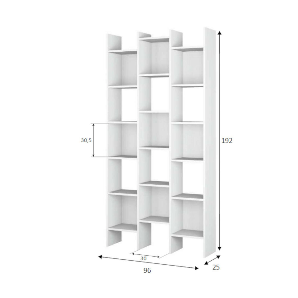 BÜCHERREGAL Weiß 29/96/192 cm - Weiß, Holzwerkstoff (96/192/29cm) - DMORA