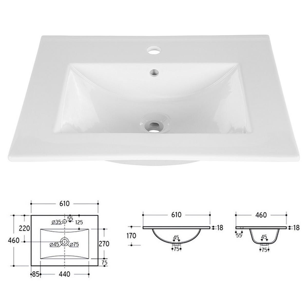 WASCHTISCH Durango-56 - Beige, Holzwerkstoff (61/52/46cm) - Lomado