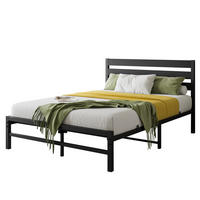 METALLBETT 140/200 mit Stauraum unter dem Bett, mit Lattenrost - Schwarz, Metall (140/200cm) - STILVORA