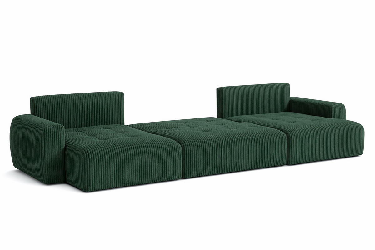 ECKSOFA Mit Schlaffunktion Und Bettkasten U-Form Ivo U, Cordstoff Poso, Grün - Grün, Holz (342/142cm) - Kaiser Möbel