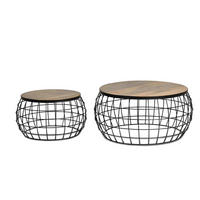 COUCHTISCHEN 2er Set Mangoholz und Metall - Braun, Holz (76/76/36cm) - Giner y Colomer