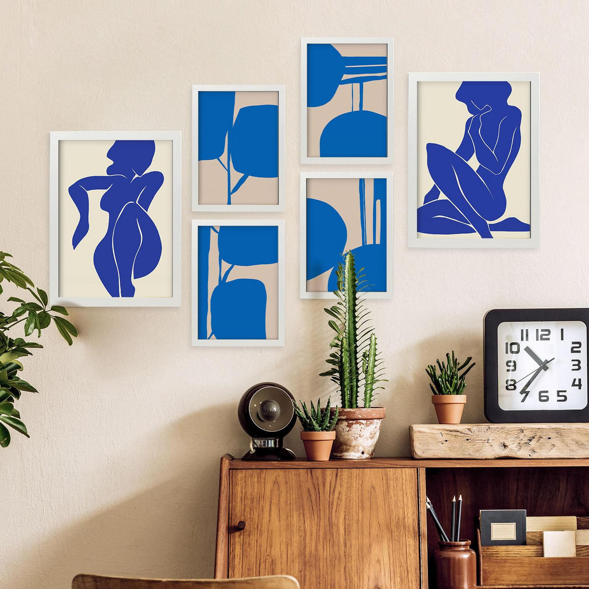 POSTER Set Mit 6 Mettle Körper 2 In Weibliche Zusammenfassung Ästhetische Dekorative Gemälde Für Ihr Wohnzimmer Zuhause A3 & A4 Weißer Rahmen - Weiß, Papier (29/3cm) - Nacnic
