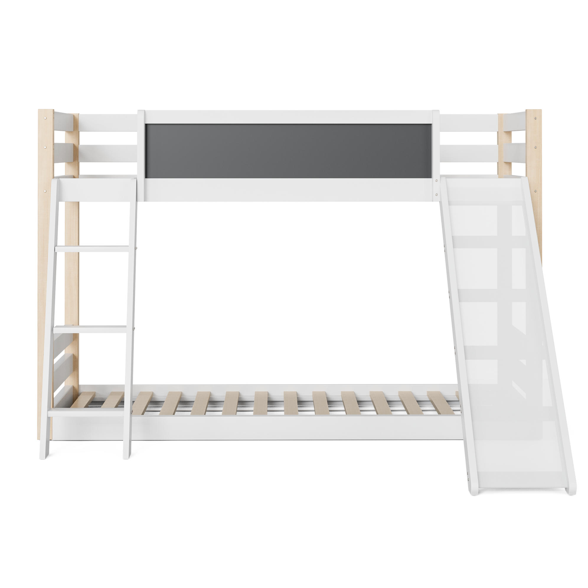 ETAGENBETT Weiß 90/200 cm mit Treppe und Rutsche - Weiß, Holz (90/200cm) - MIVRAY