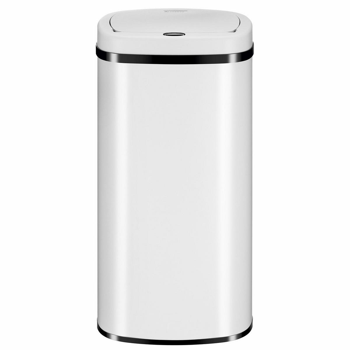 MÜLLEIMER viereckig 70L weiß mit Sensor - Weiß, Metall (40/73/29cm) - Juskys