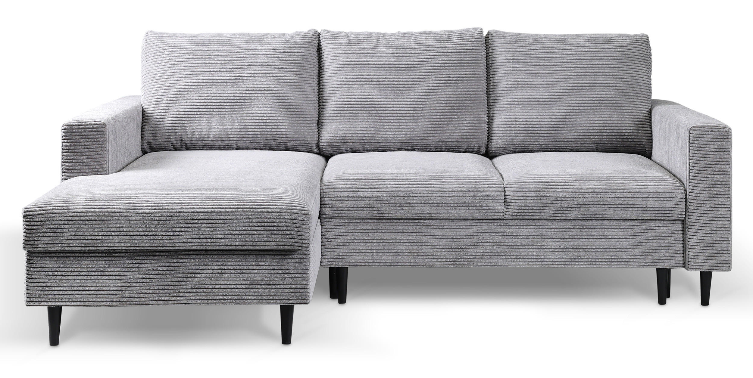 ECKSOFA Nalika Hellgrau mit Cordbezug - Hellgrau/Schwarz, Holz/Textil (230/143cm) - Selsey