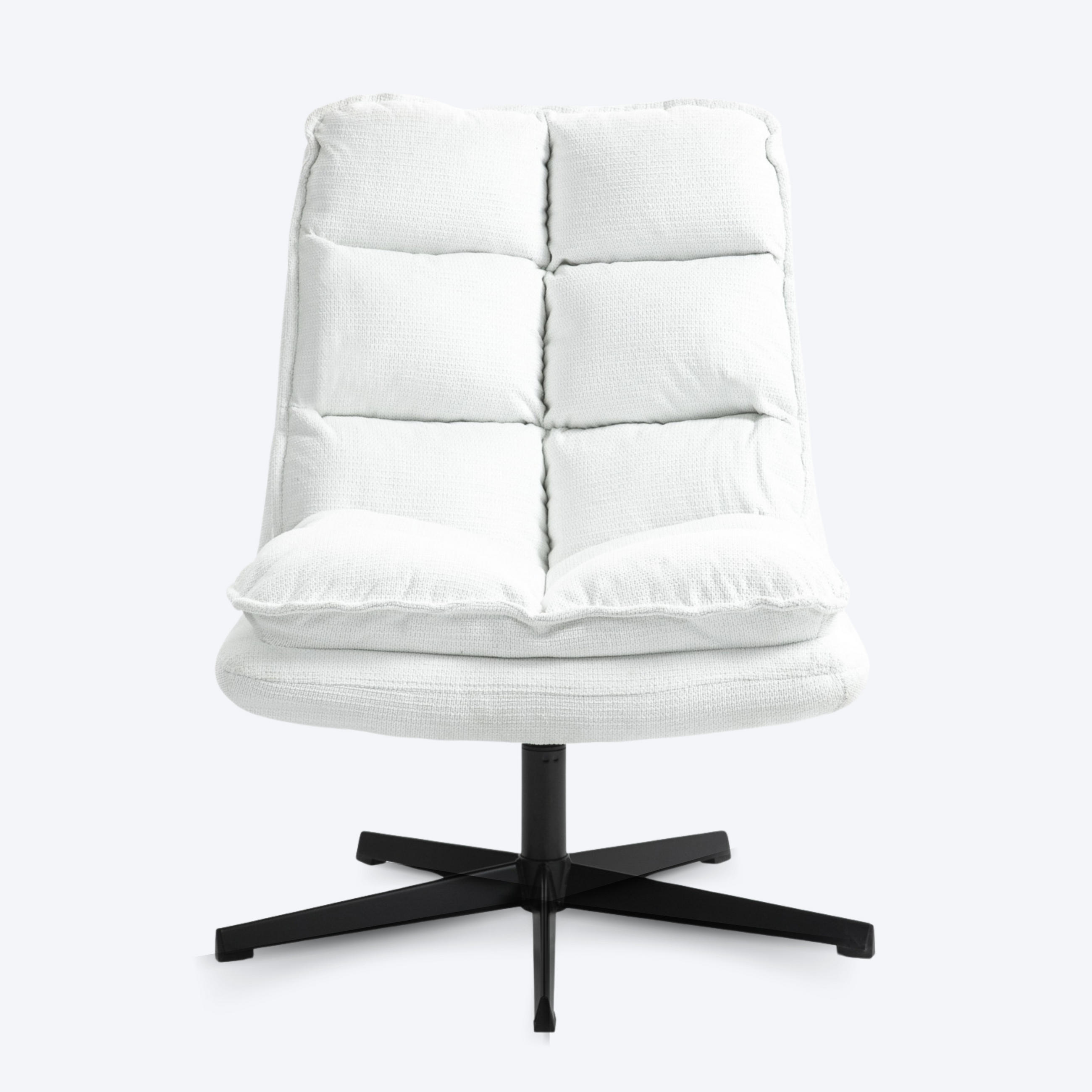 DREHSESSEL 360° Weiß, Gepolstert, Stoffbezug, Klappbare Rückenlehne - Weiß, Metall (65/85/79.5cm) - Meubles Cosy