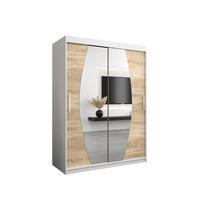 SCHWEBETÜRENSCHRANK 200/150/62 2-türig - Silberfarben/Weiß, Holz/Kunststoff (150/200/62cm) - Abiks Möbel