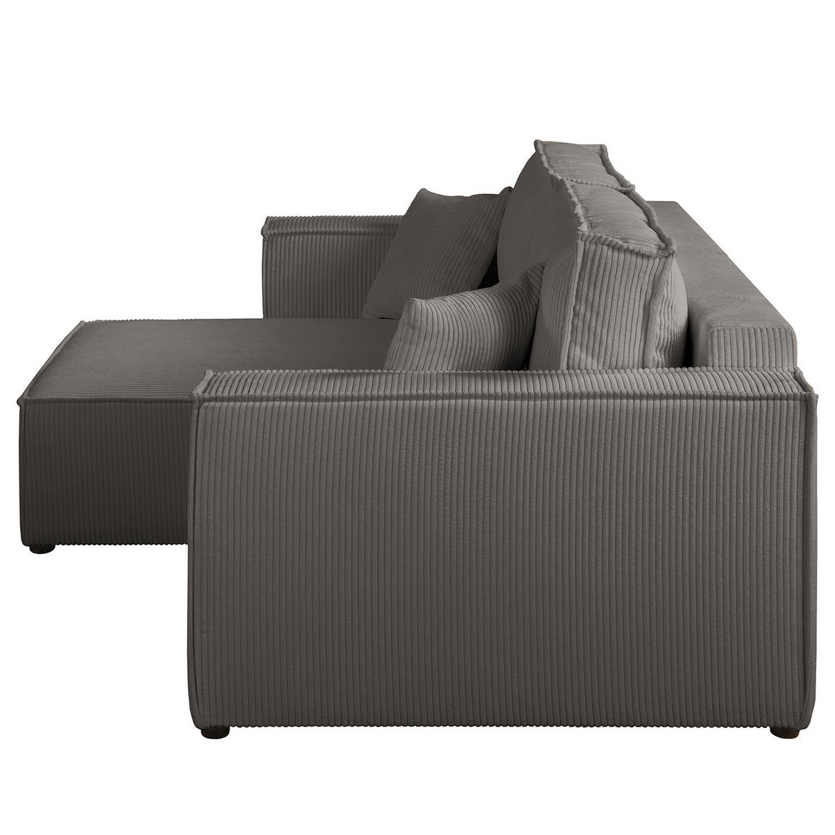 ECKSOFA mit Schlaffunktion - 255 cm - Schwarz/Grau, Kunststoff/Textil (255/148cm) - home24