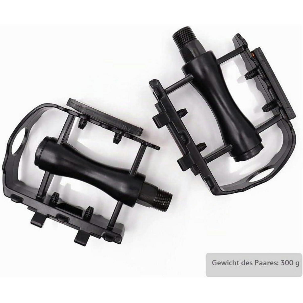 FAHRRADPEDALE 2er Set mit Reflektoren Aluminiumlegierung Schwarz - Schwarz, Kunststoff (13/1.5/20cm)