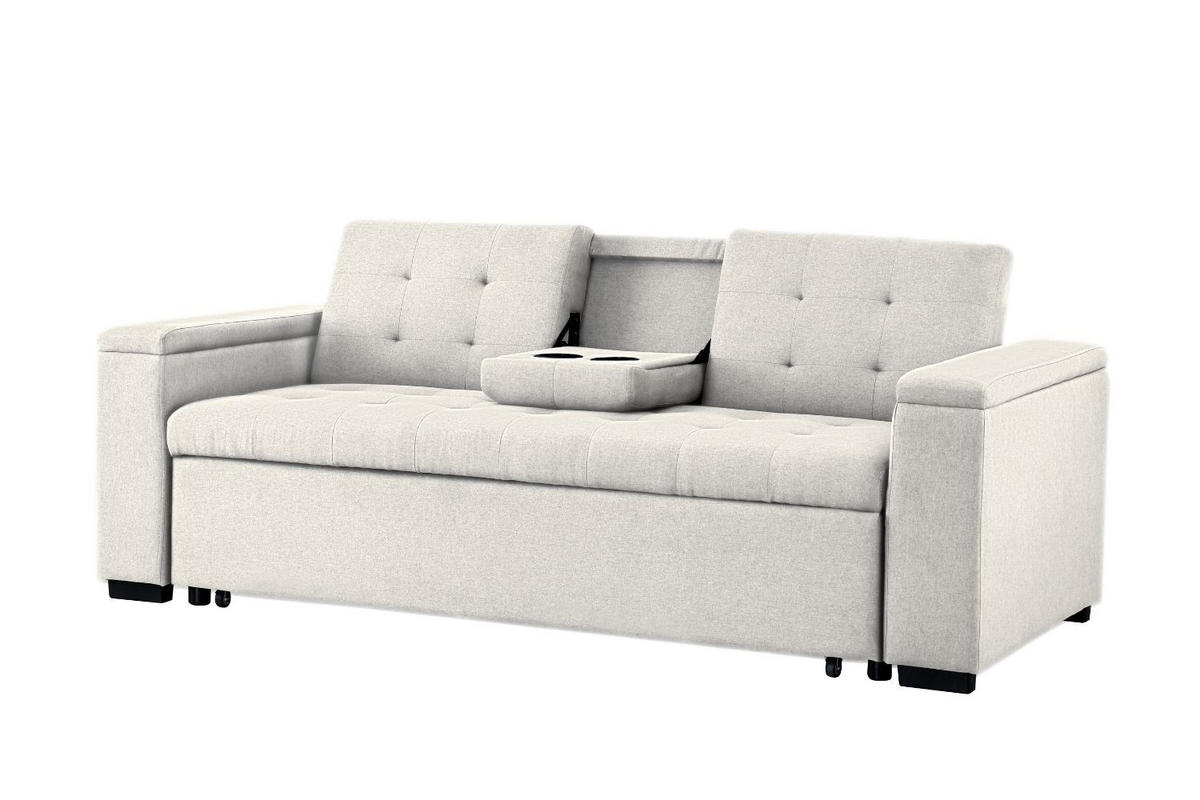 SCHLAFSOFA noho beige 3-sitzer stoff - Beige, Holz (203/85/85cm) - Concept Usine