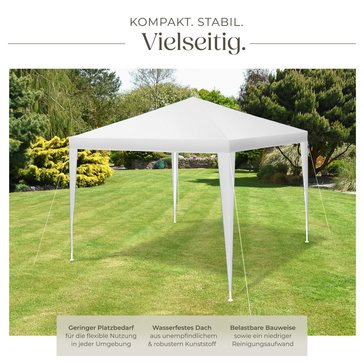 PAVILLON Farah,wasserdicht,weiß - Weiß, Kunststoff (300/250/300cm) - tectake