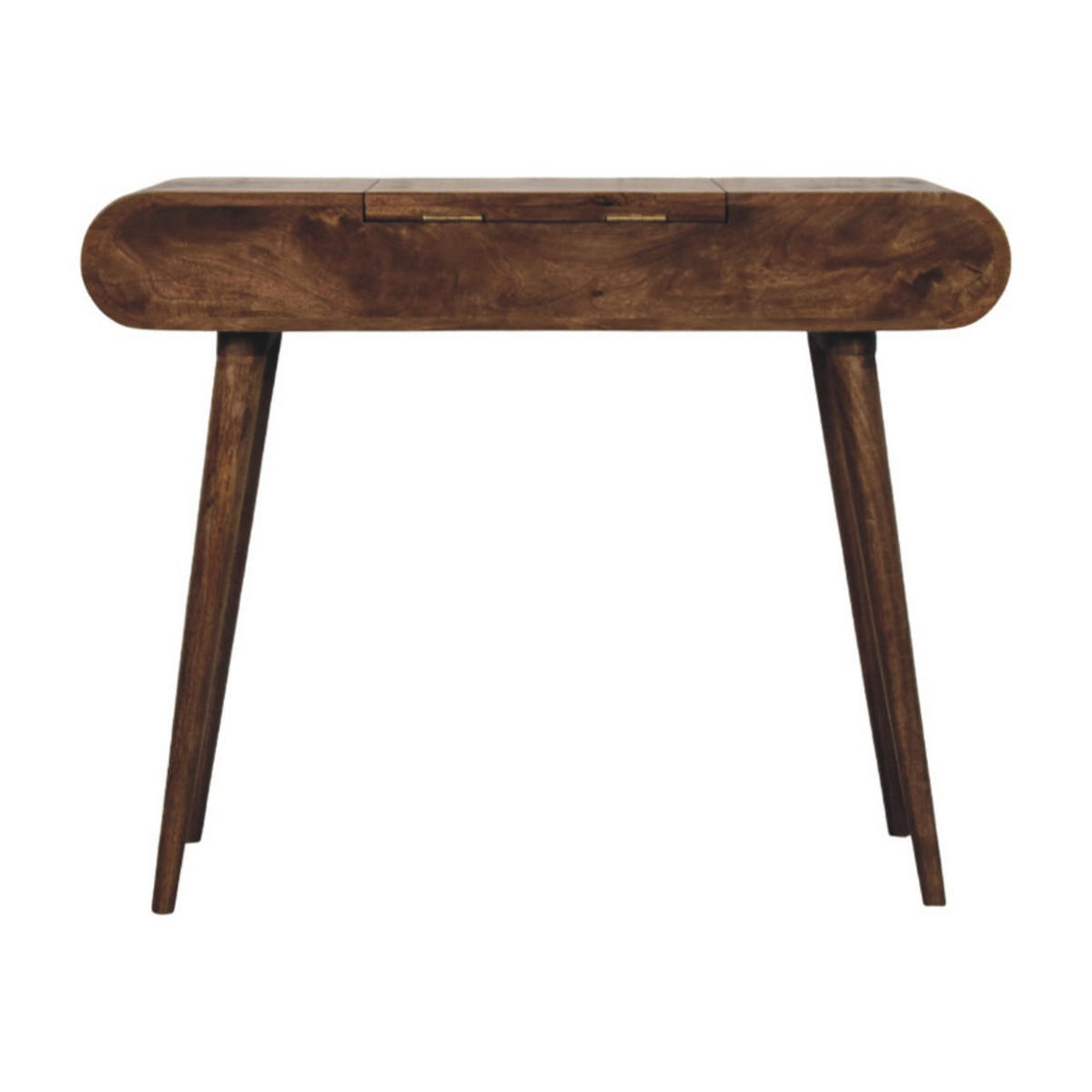 KOSMETIKTISCH Konturierte Rundung - Dunkelbraun/Messingfarben, Holz/Metall (100/80/40cm) - Artisan Furniture