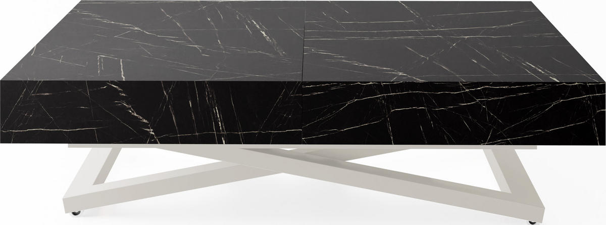 COUCHTISCH Cavetta U höhenverstellbar ausziehbar, Marmor Schwarz 120-200/80/27-76 cm - Kaschmir/Anthrazit, Holzwerkstoff/Metall (80/120/76cm) - WFL GROUP