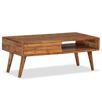 COUCHTISCH mit Schublade, 100/50/40 cm, aus Massivholz Geschnitzt, - Braun, Holz (100/50/40cm) - vidaXL