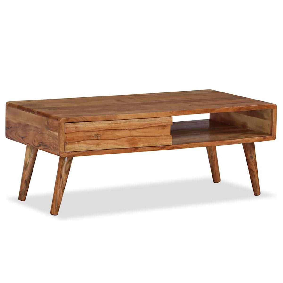 COUCHTISCH mit Schublade, 100/50/40 cm, aus Massivholz Geschnitzt, - Braun, Holz (100/50/40cm) - vidaXL