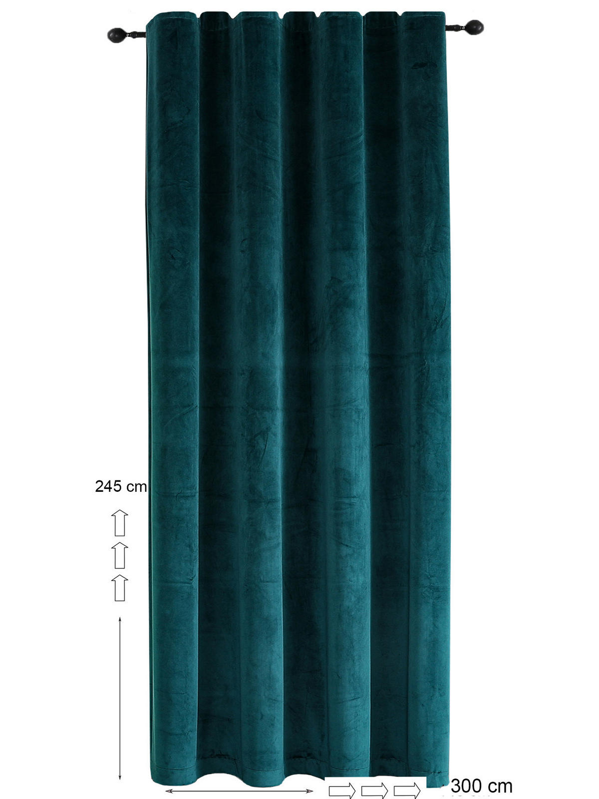 VORHANG Kräuselband Samt 300/245 cm Petrol - Petrol, Textil (300/245/245cm) - TiborTex