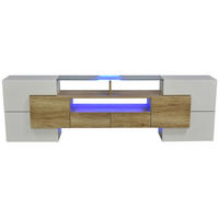 TV-SCHRANK 200/35/60 cm hochglänzendes Weiß MDF mit LED-Beleuchtung und Glasoberfläche - Weiß, Holzwerkstoff (200/60/35cm) - OKWISH