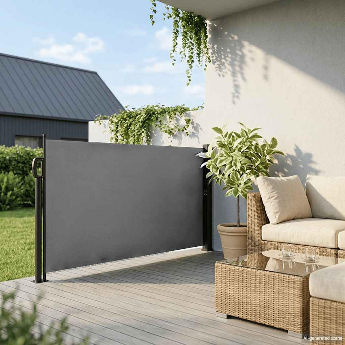 SEITENMARKISE Ausziehbare Anthrazit 140/300 Cm - Anthrazit, Textil (140/300cm) - vidaXL