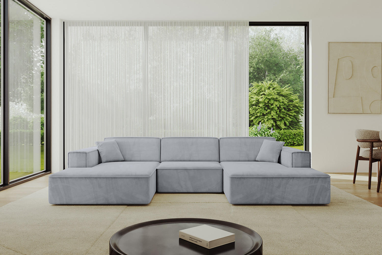 WOHNLANDSCHAFT IREA-U1-v4 - 303x171x79 cm Grau - Titanfarben, Holzwerkstoff/Textil (303/79/171cm) - ALTDECOR