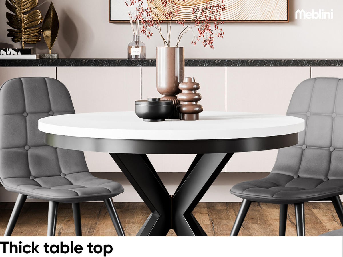 ESSTISCH BAGIO - Schwarz/Weiß, Holzwerkstoff (100/100/77cm) - Meblini