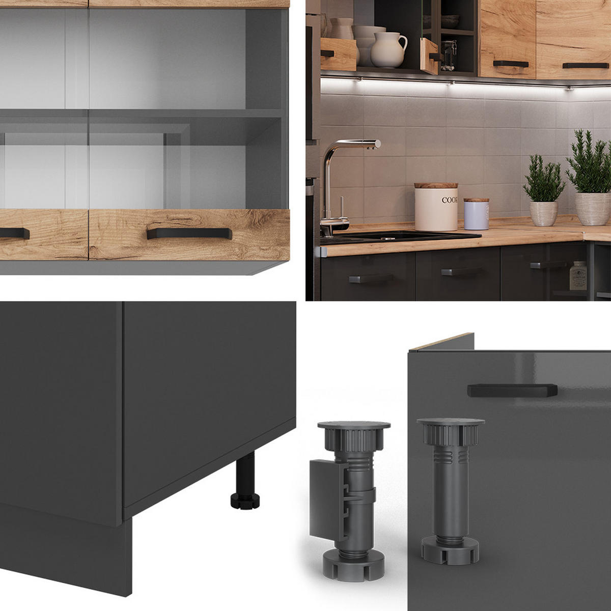 Honigeiche/Anthrazit, Holzwerkstoff (247/81.6/60cm) - Vicco