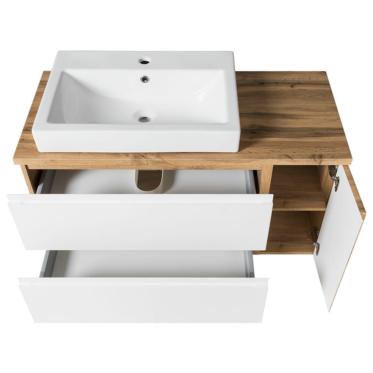 WASCHTISCH Vasto-03 - Weiß/Braun, Holzwerkstoff (105/66/47cm) - Lomado