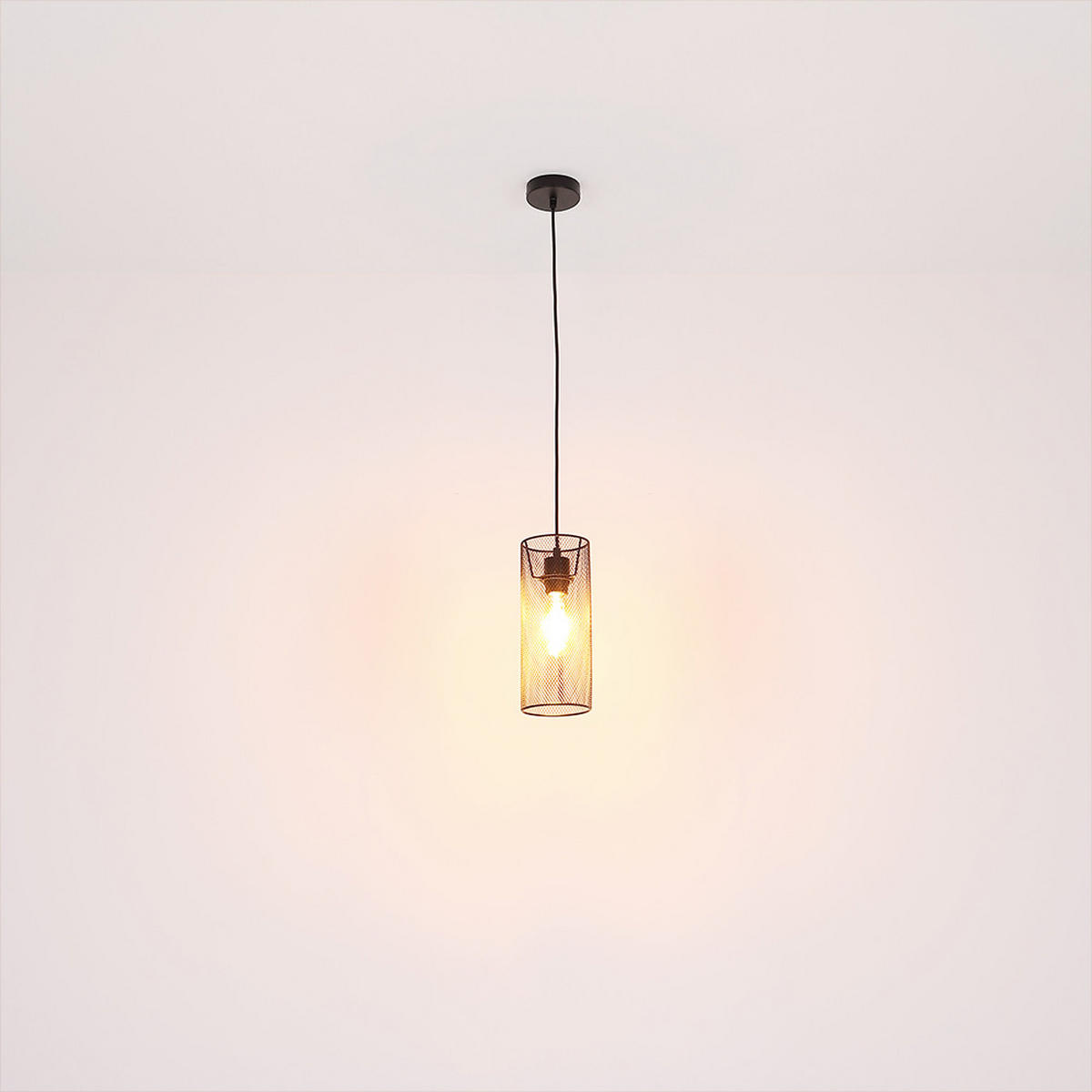 HÄNGELEUCHTE Metallgeflecht Schwarz matt - Schwarz, Metall (12/12/120cm) - Globo Lighting